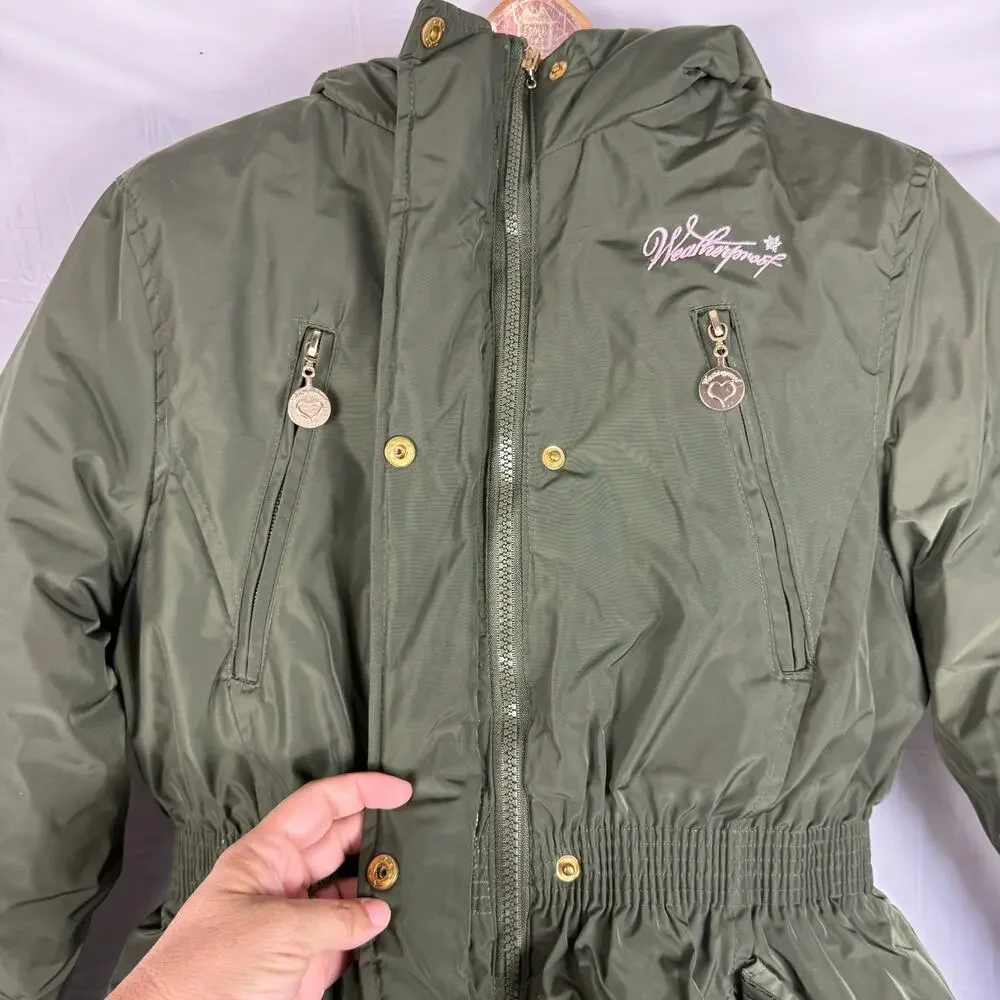 Weatherproof Girls Puffer Raincoat Green Size Large Missing Faux Fur Trum